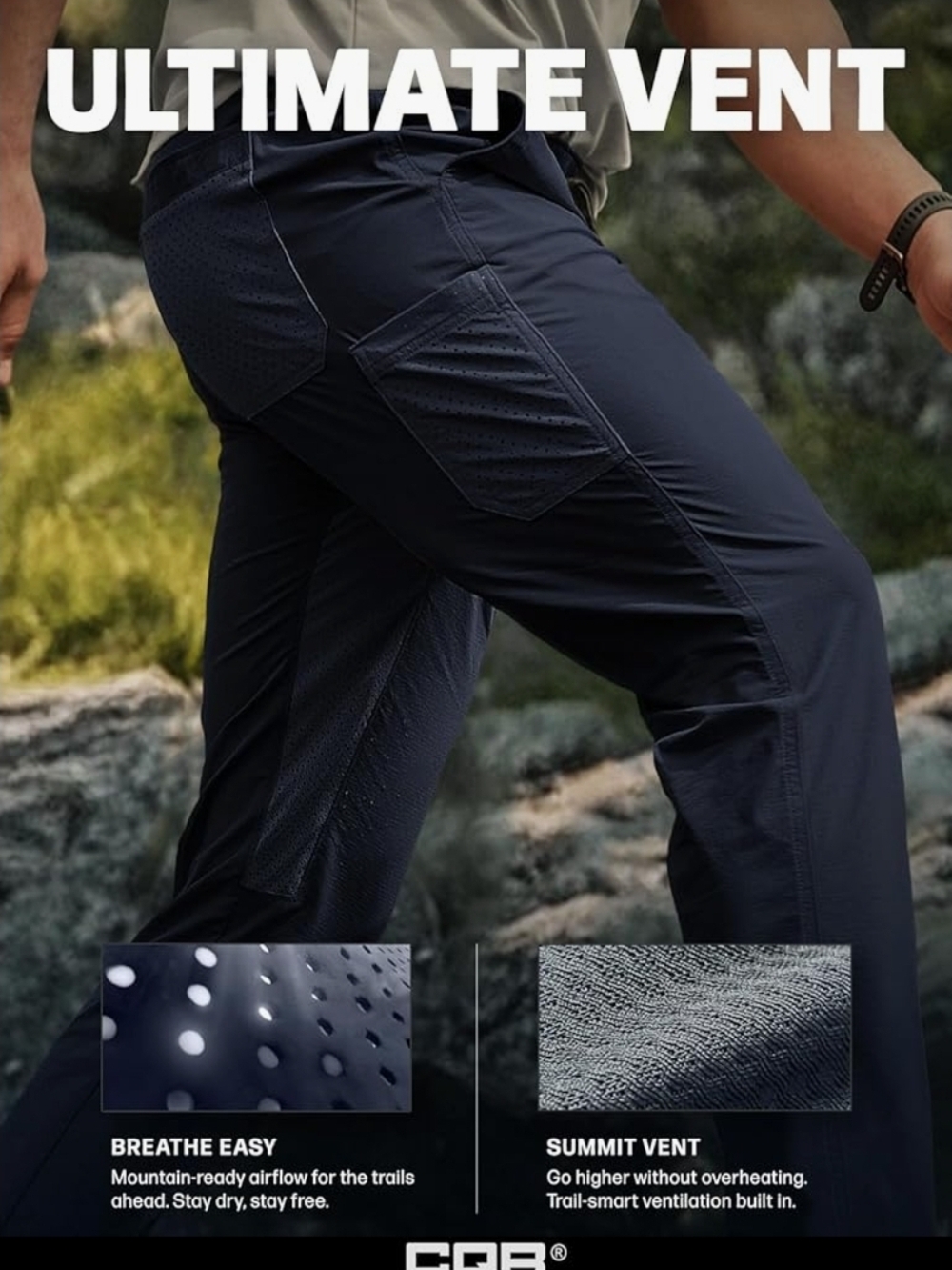 CQR Mens Flex Ripstop Tactical Cargo Pants Pockets Hiking Gray 36x30 Convertible